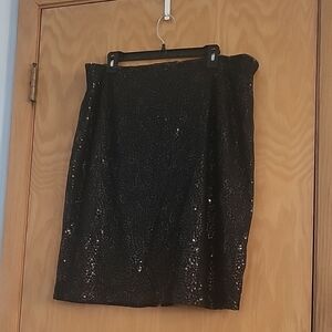 Elegant Black Lined Skirt With Sequins